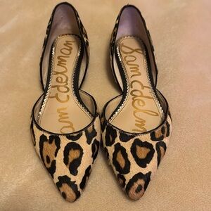 Sam Edelman Rodney d'Orsay Leopard Dyed Cow Hair Flats Shoes Size 7